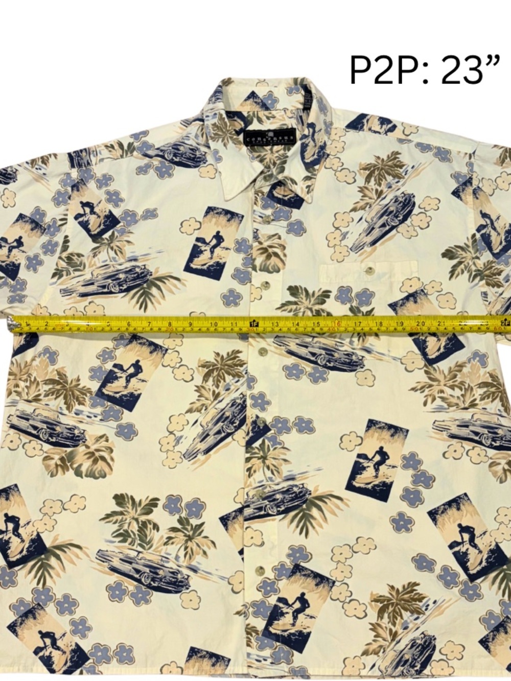 Consensus Sportswear Men’s Tropical Surf & Cars Button Down Shirt Size XL - Picture 6 of 8